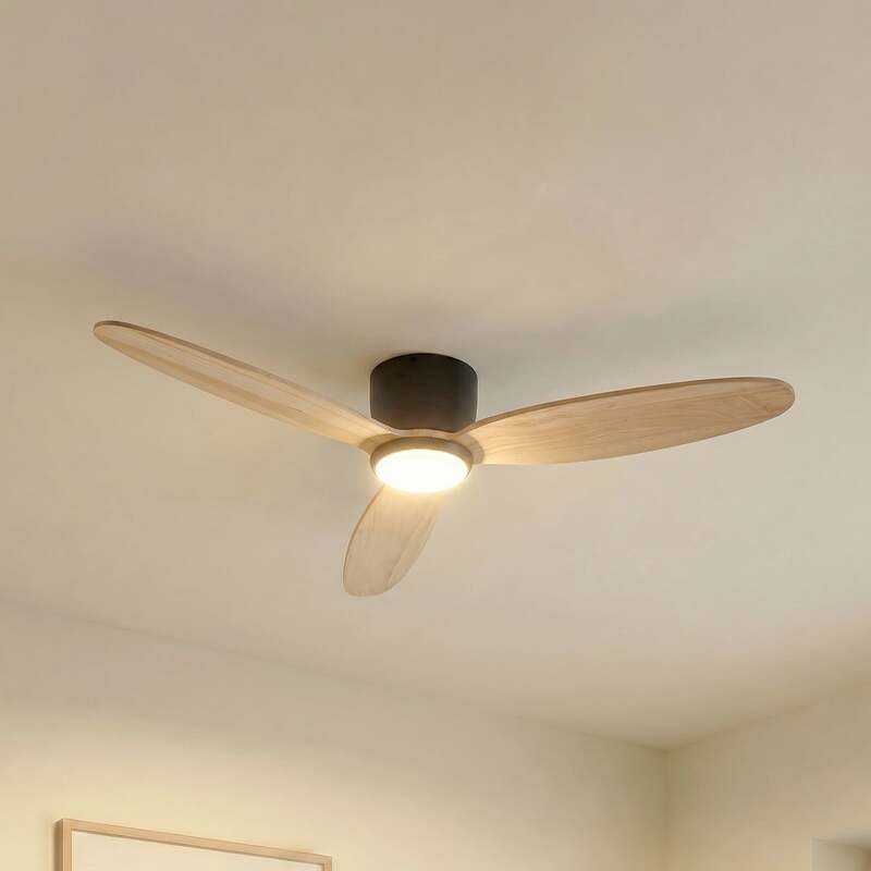 Lucande Deckenventilator Lignia LED Ventilator Holz schwarz Ø132cm Fernbedienung - 4255830912054