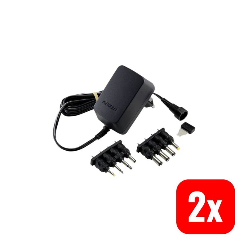 Voltcraft Steckernetzteil einstellbar 3V 4.5V 5V 6V 7.5V 9V 12V 0.6A 7.2W - 4064161042053
