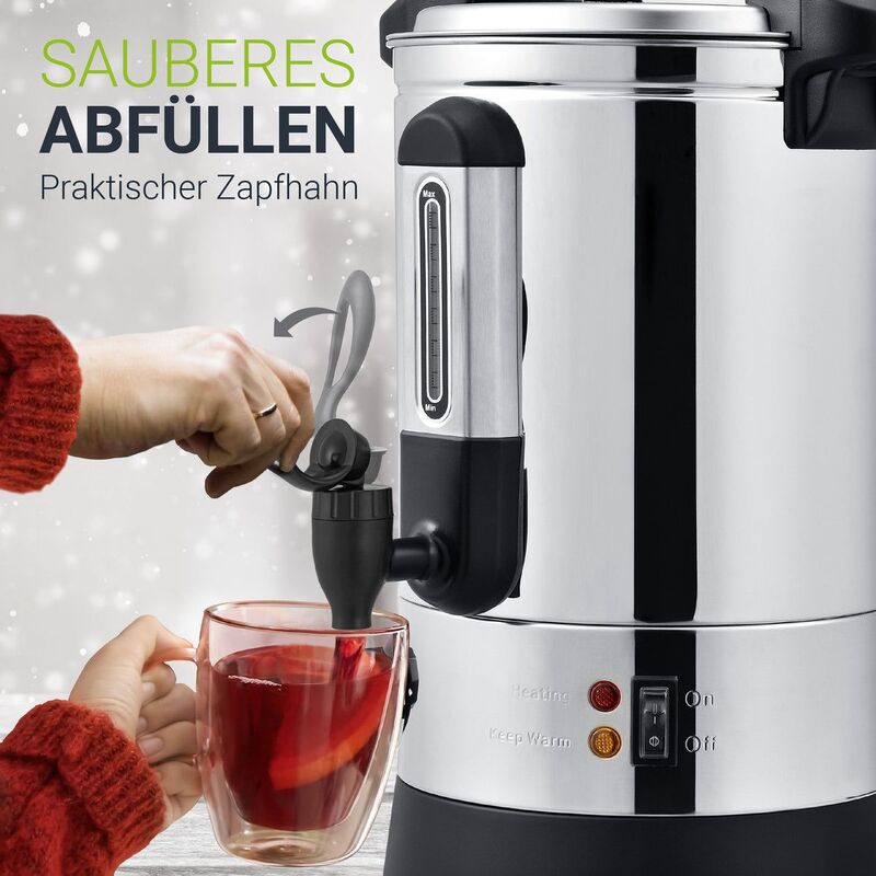 Glühweinkocher Teramo 7l 10l Glühweinautomat für Glühwein Tee Punsch silber - 4260565522140
