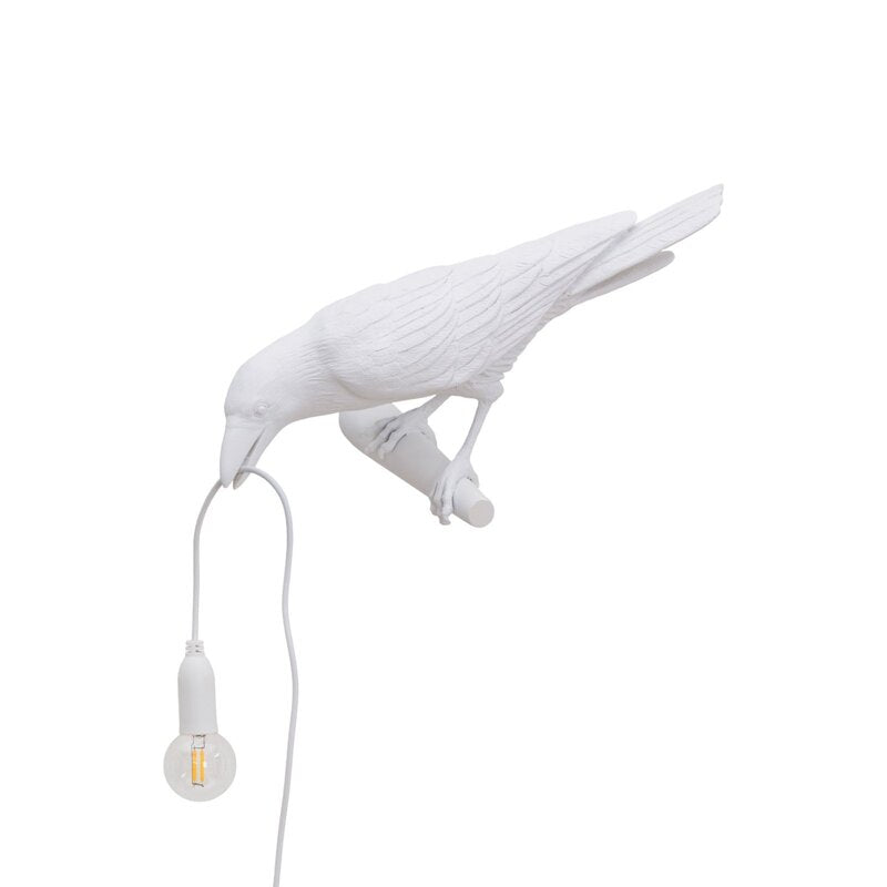 Seletti Wandlampe Wandleuchte Bird Lamp LED weiß Kunstharz Blick links - 8008215147345