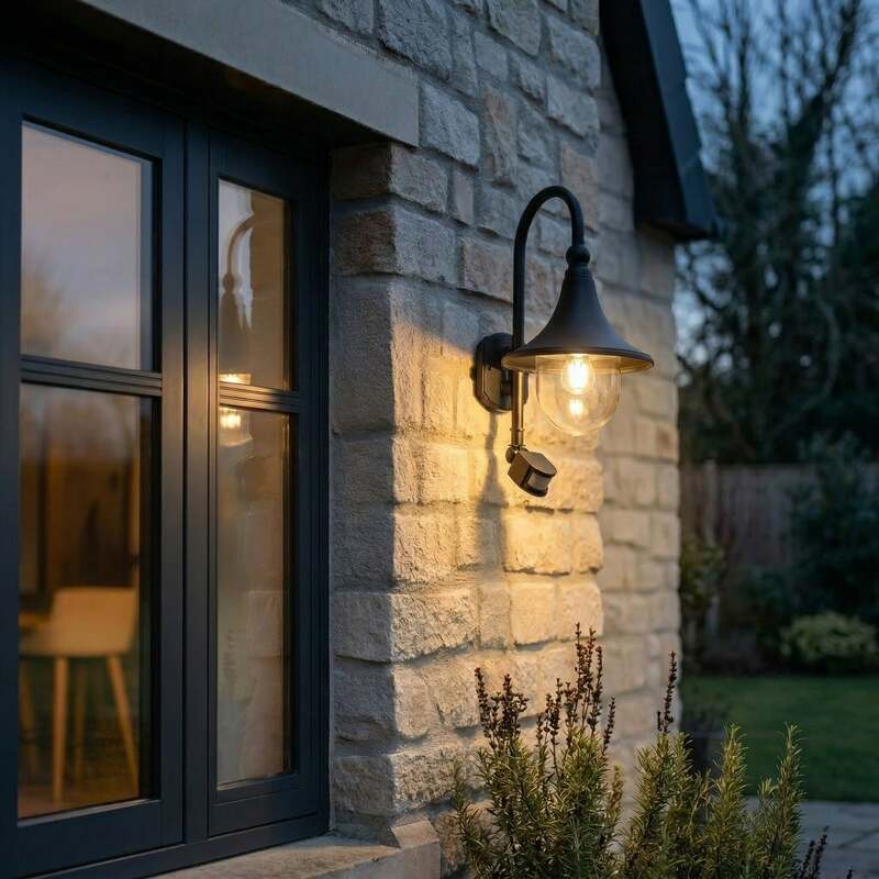 Lindby Außenwandleuchte Gartenleuchte Daphne LED Wandleuchte mit Sensor Lampe - 6291106556896
