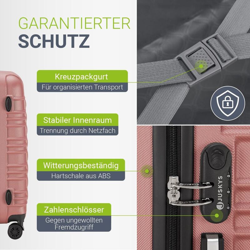Hartschalen Kofferset Rom 3 & 4 tlg. Set mit 360° Rollen und Zahlenschloss - 4260565527688