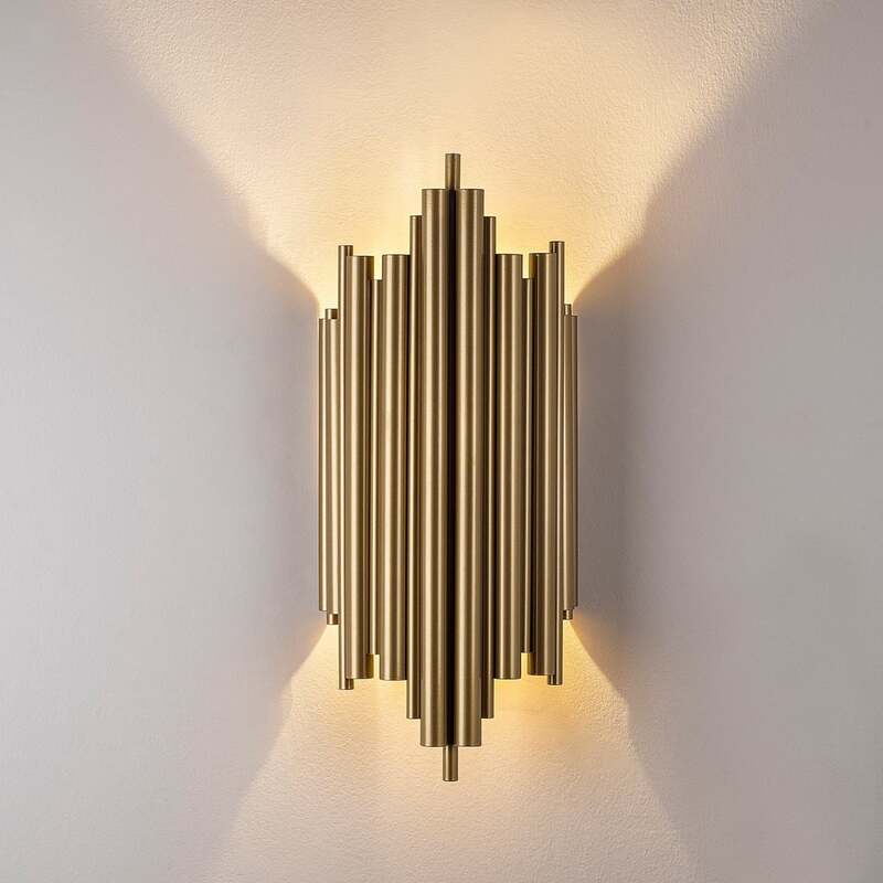 Wandleuchte Reis 13341 goldfarben Metall Höhe 50 cm Wandlampe Lampe Leuchte Spot - 8683743823956