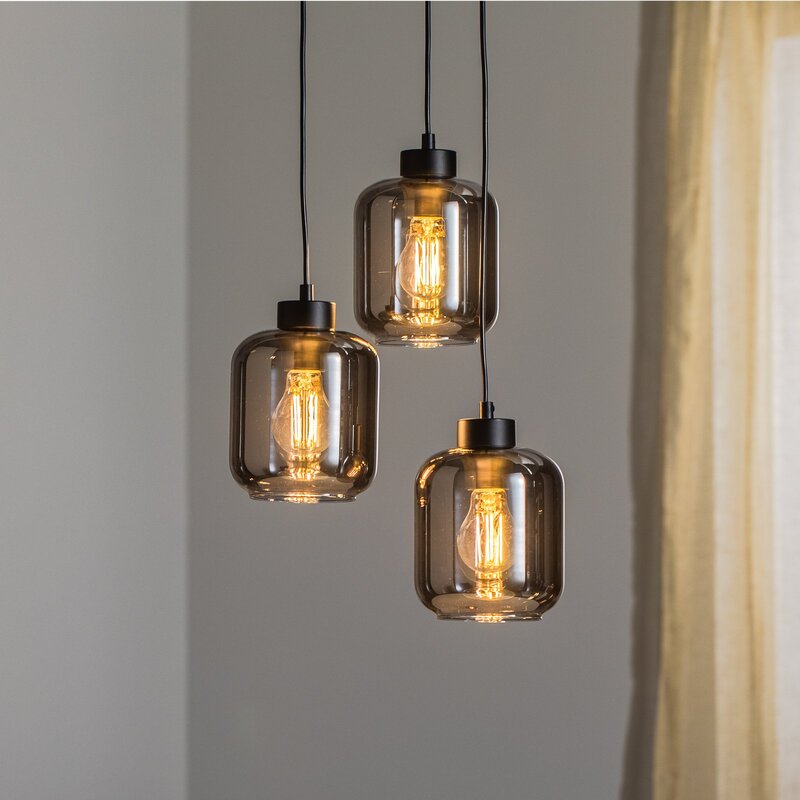 Eko Light Hängeleuchte Pendelleuchte Sombra rauchgrau schwarz Metall Glas - 5902693783756