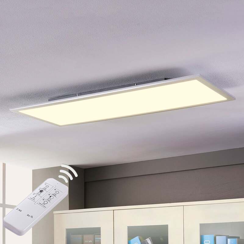 Lindby LED-Panel Livel dimmbar CCT 120x30cm Fernbedienung silber weiß 36W - 4251096528435