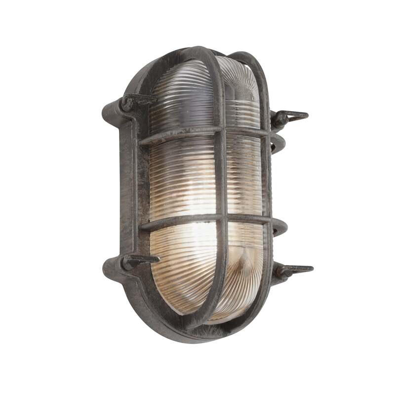 Schiffarmatur Porto oval schwarz-silber E27 dimmbar IP44 60W Searchlight - 5053423228853