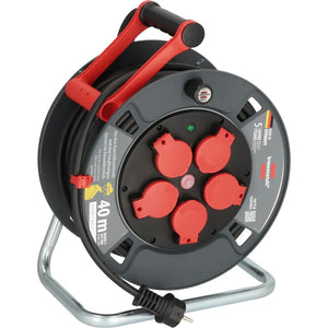 B-Ware Brennenstuhl Kabeltrommel H07RN-F 40m IP44 5 Steckdosen Gummi-Neopren schwarz