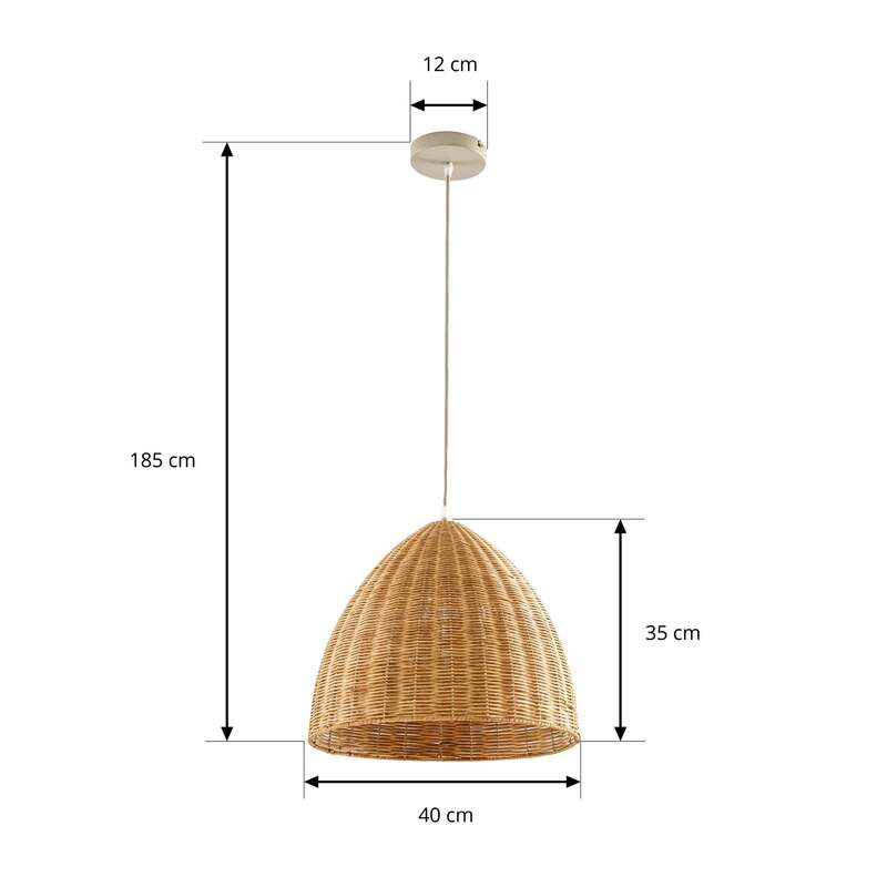 Lindby Hängeleuchte Laverne LED Pendelleuchte Rattan dimmbar beige Ø40cm 35cm - 4255830913648