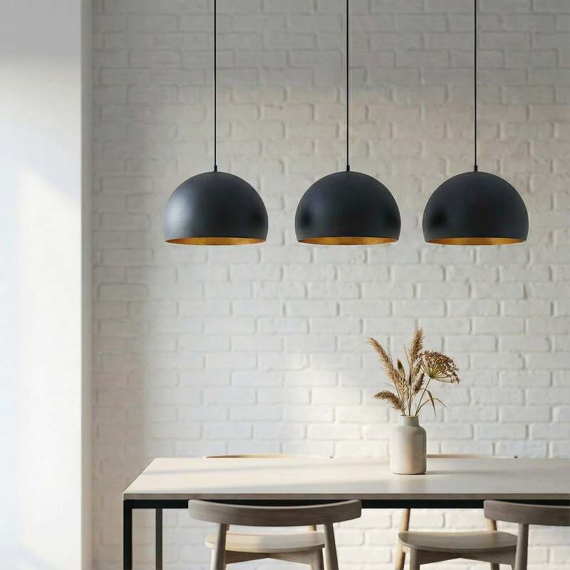 Lindby Pendelleuchte Hängeleuchte Tarjei LED Lampe dimmbar schwarz/gold 120cm - 4251911703306