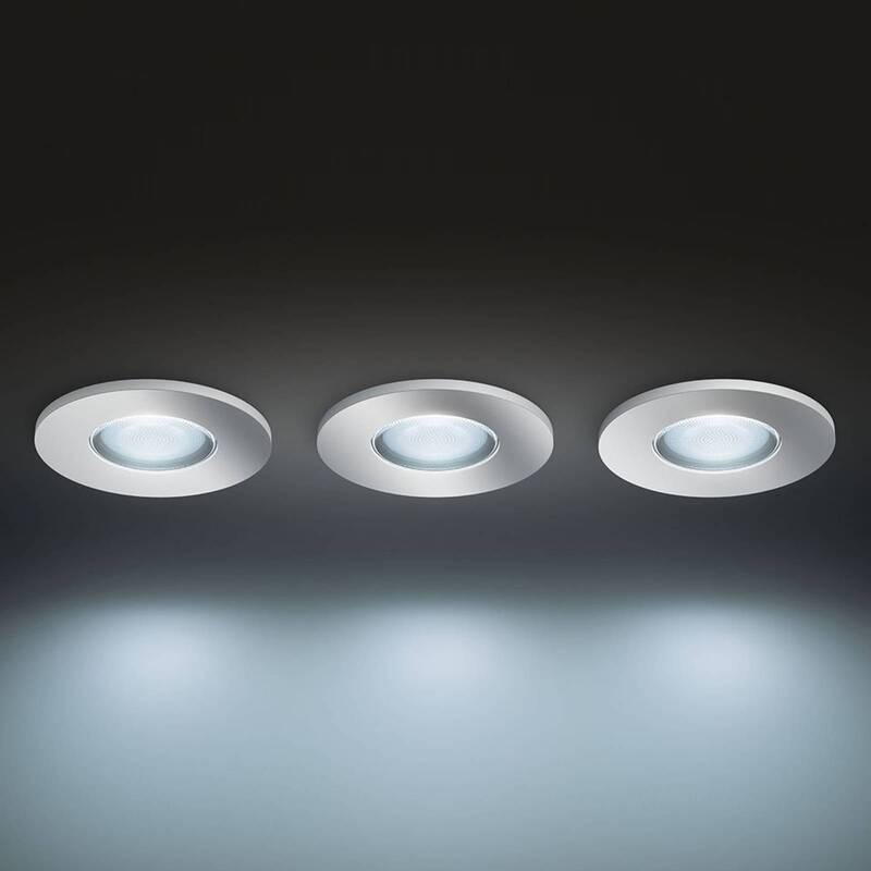 Philips Hue Einbauleuchte Downlight LED Aluminium IP44 mit Dimmschalter 3er-Set - 8719514340817