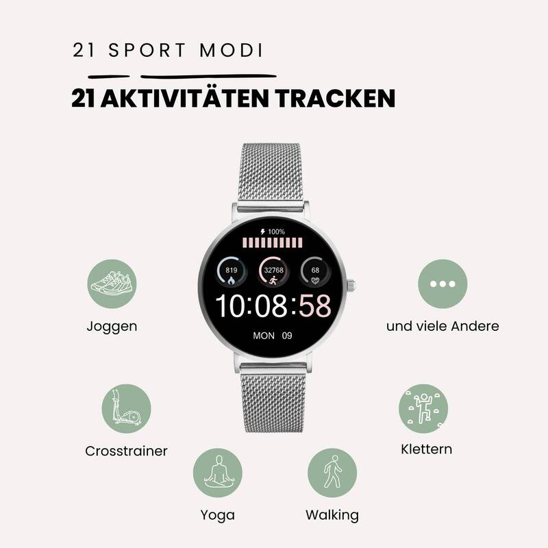 XCOAST SIONA 2 Smartwatch Silber IP68 AMOLED bis 6 Tage Akku - 4260449577082