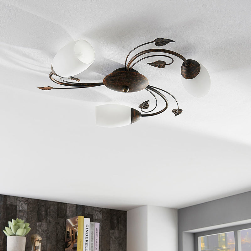 Lindby Deckenleuchte Stefania LED Lampe Leuchte dimmbar schwarz-gold Ø46cm 3-flg - 4251096534894