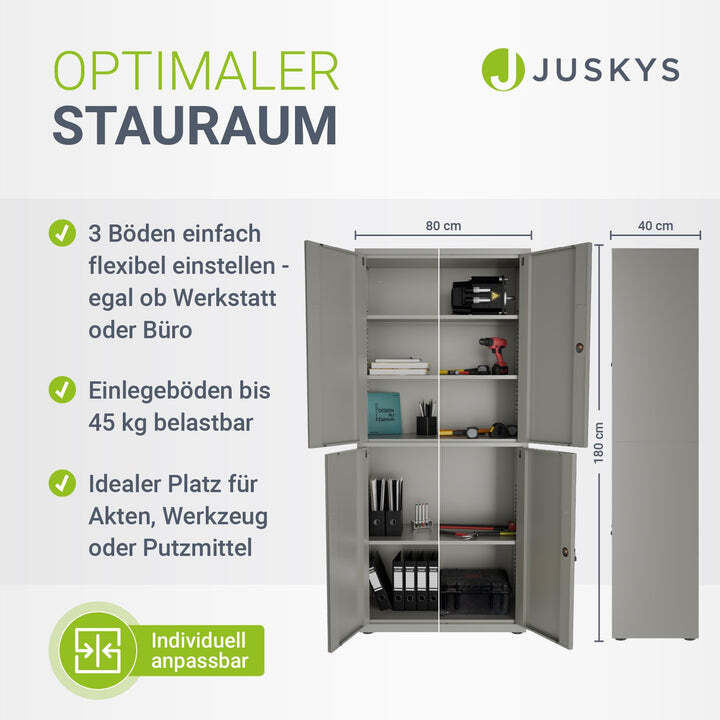 Aktenschrank Metall Büroschrank mit Cam-Lock Schloss 3 Einlegeböden 2 Schlüssel - 4262437186689