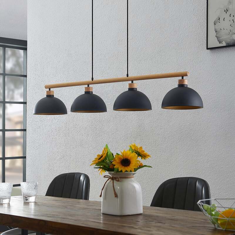 Lindby Hängeleuchte Tirzana LED Pendelleuchte Hängelampe dimmbar schwarz gold - 4251911709032