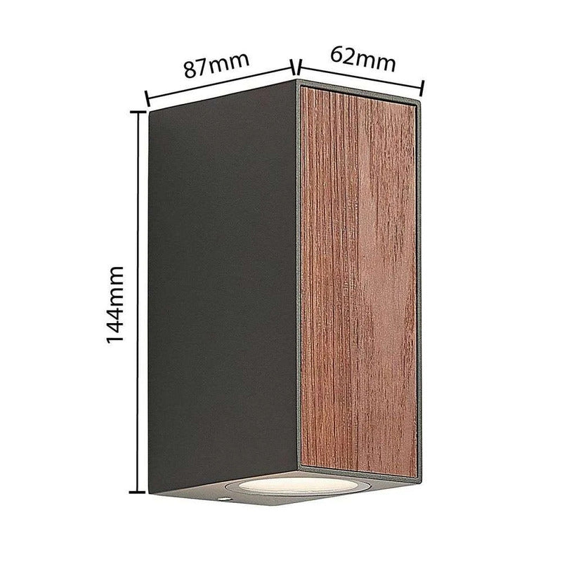 Lucande Wandleuchte Wandlampe Cimala LED Leuchte Holz 15,9W IP54 144x62mm - 4251911720075