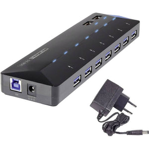 B-Ware Renkforce USB-Hub 7 Port USB 3.0 5 GBit/s Schnellladeport schwarz extern