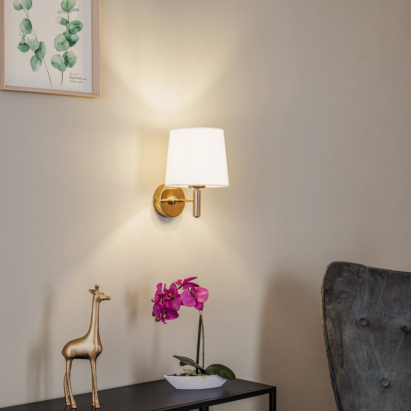 Euluna Wandleuchte Polo Wandlampe Leuchte Lampe Plus Textilschirm messing creme - 5902553231052
