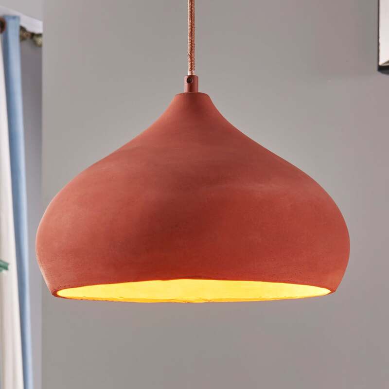 Lindby Terracotta-Pendelleuchte Fiona Hängeleuchte Deckenlampe Lampe E27 ora730 - 4251096519518