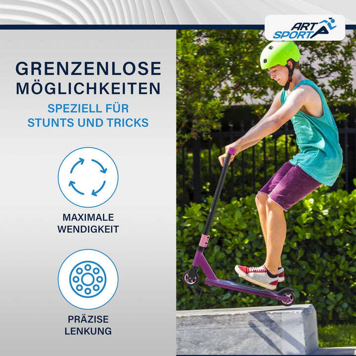 Stunt Scooter Kinder Galactic Cruiser Stunt Roller 360° Lenker 100 mm Lila - 4260565526391