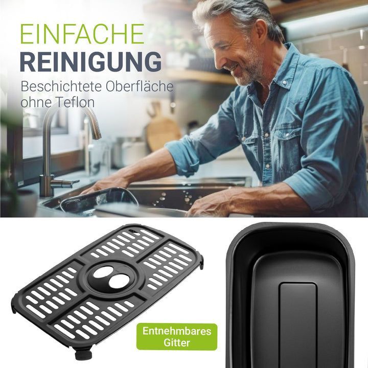 Heißluftfritteuse Airfryer 9L mit 9 Programmen für gesunde Zubereitung Doppelt - 4262437182797
