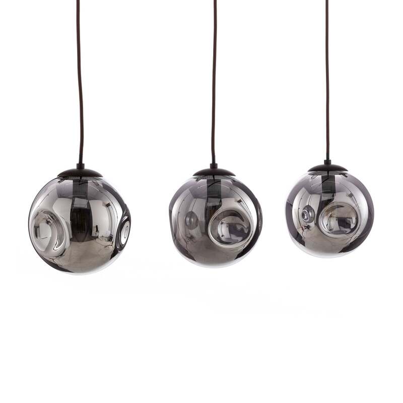 Lindby Pendelleuchte Valentina 3-flg. rauchgrau rund Metall Glas 1500mm - 4251911774740