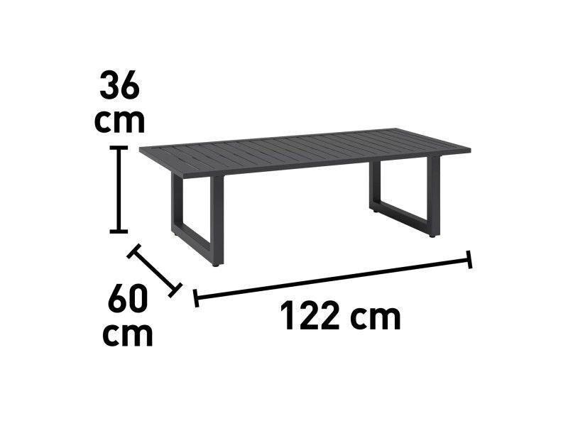 Lounge-Gruppe Springtown 4-teilig Gartenmöbel Aluminium Schwarz-Dunkelgrau Tisch - 4007873338632