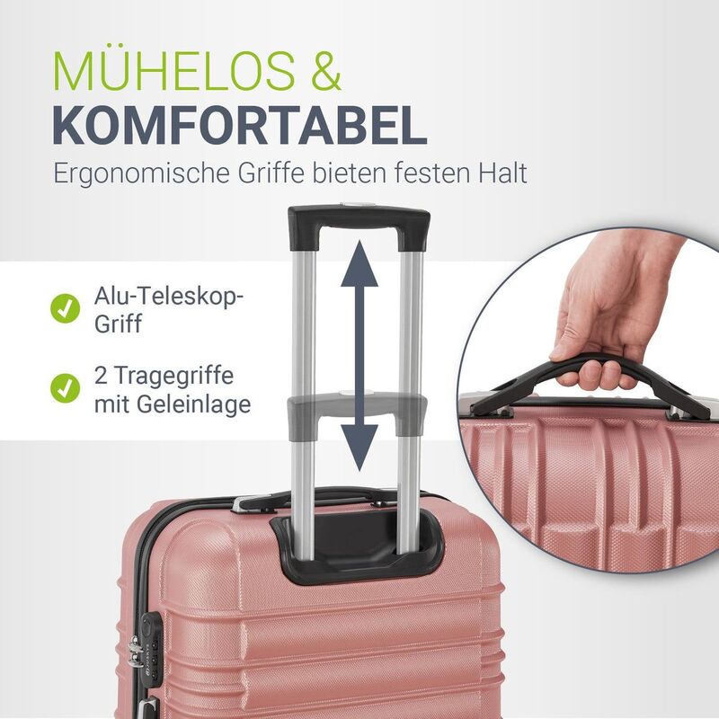 Hartschalen Kofferset Rom 3 & 4 tlg. Set mit 360° Rollen und Zahlenschloss - 4260565527688