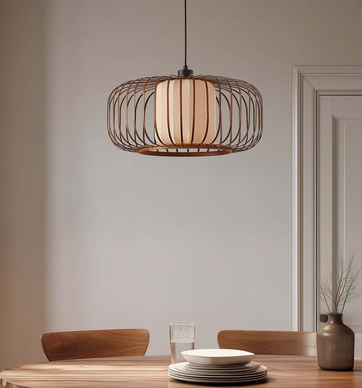 Lindby Pendelleuchte Hängeleuchte Davella LED Lampe dimmbar Bambus Ø50cm natur - 4255830903465
