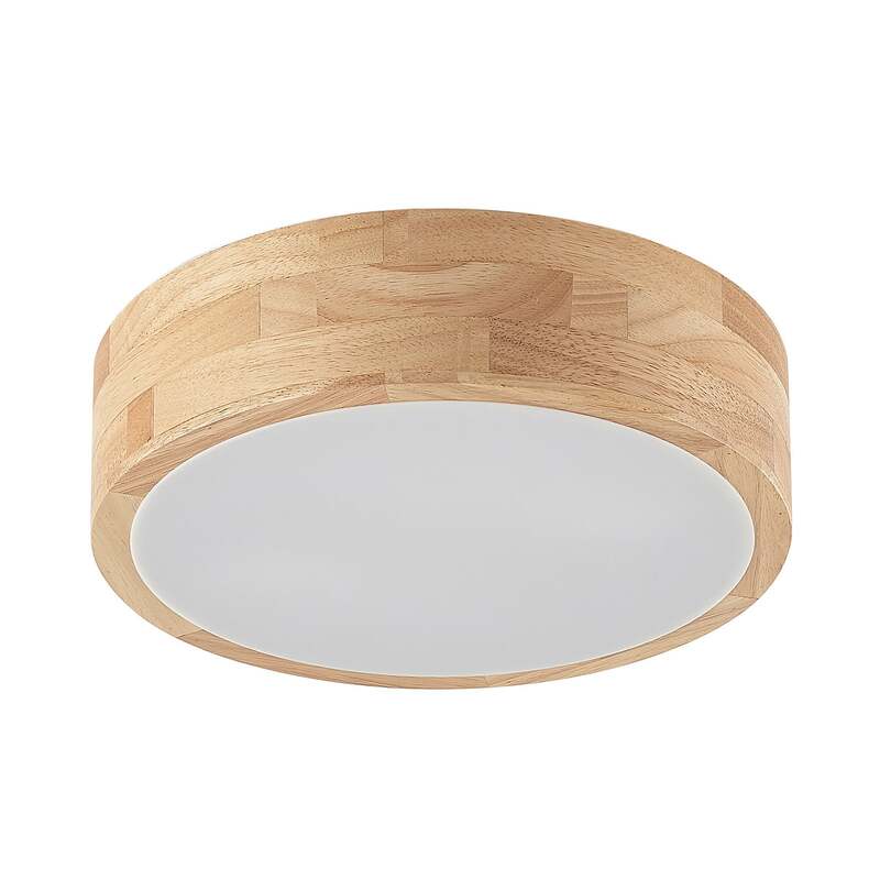 Lindby Deckenlampe Tanju LED Lampe Leuchte dimmbar Holz Ø30cm weiß 2-flg - 4251911729030