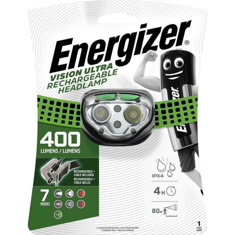 Energizer Kopflampe Stirnlampe Visio n Ultra E301528201 LED wiederaufladbar 80m - 7638900426441