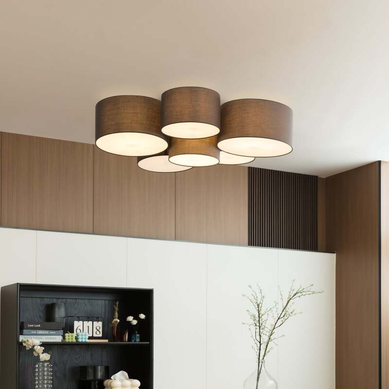 Lindby Deckenleuchte Maureka LED Lampe dimmbar anthrazit 6-flammig 94cm Leuchte - 4251911758009