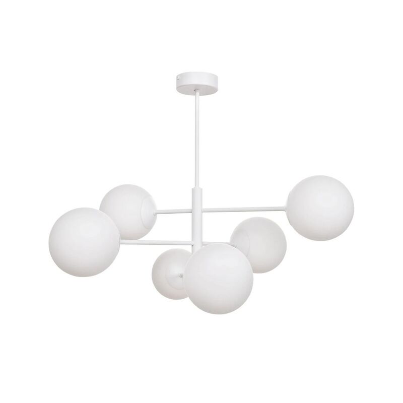 Domiluce Aurora Pendant Light, White, Ø 60 Cm, 6-bulb, Glass, E14 - 5905563004142