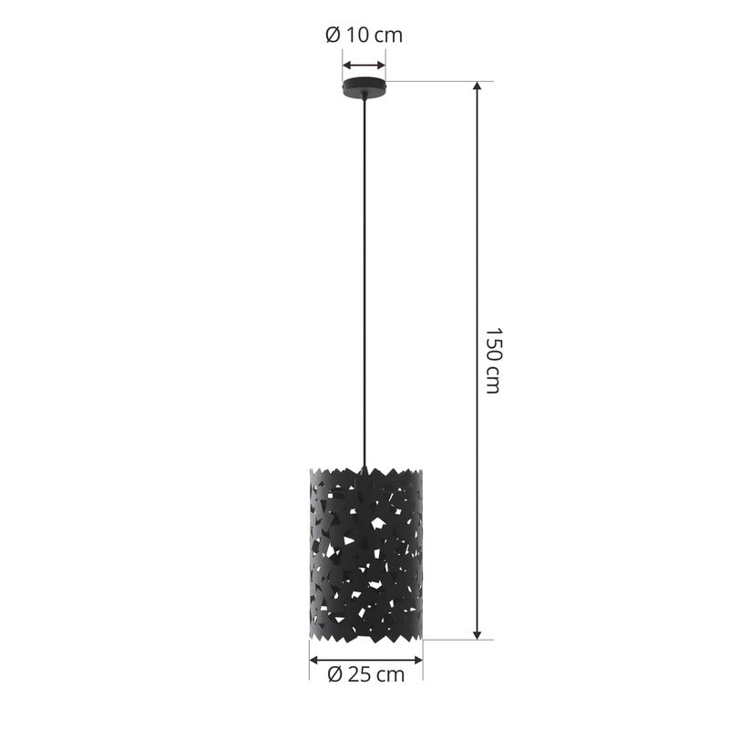Lucande Hängeleuchte Aeloria schwarz LED Pendelleuchte dimmbar Eisen Ø25cm 80cm - 4251911775235