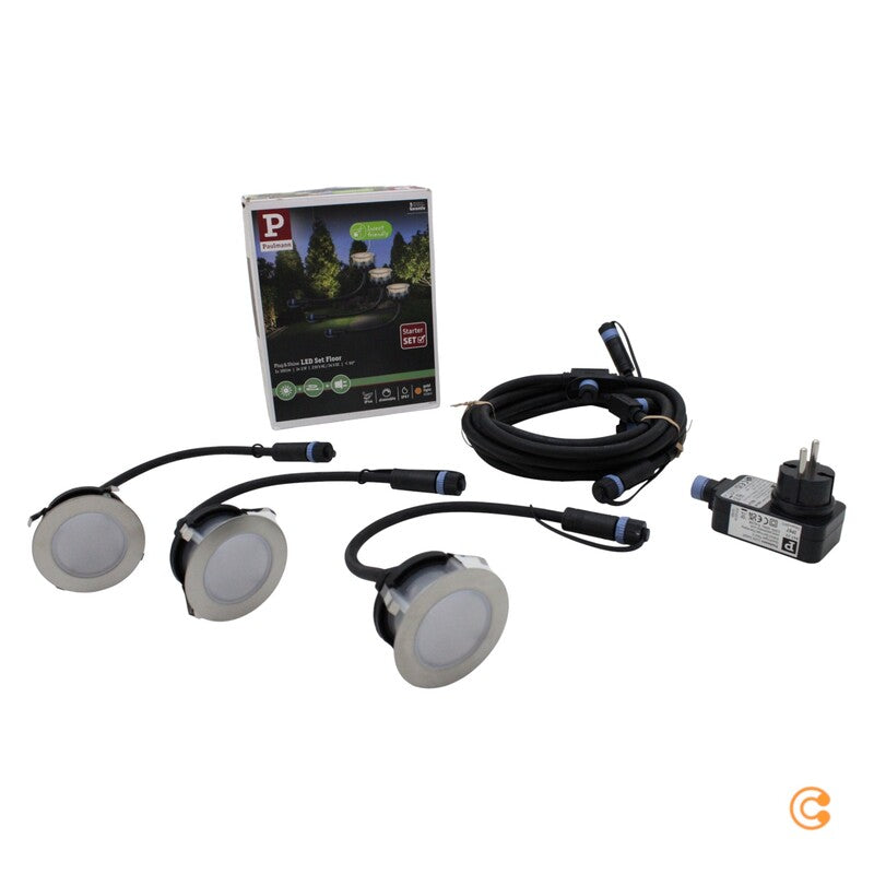 Paulmann Einbauleuchte Spot LED Plug Shine Set Leuchte silber warmweiß dimmbar - 4000870947227