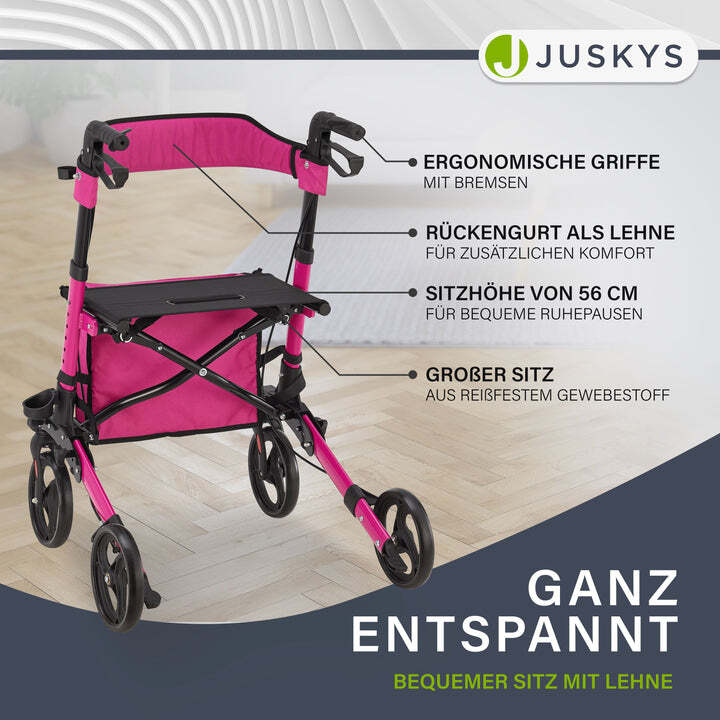 Aluminium Rollator Vital klappbar Gehhilfe leicht 130kg Höhenverstellbar Lila - 4260565522720