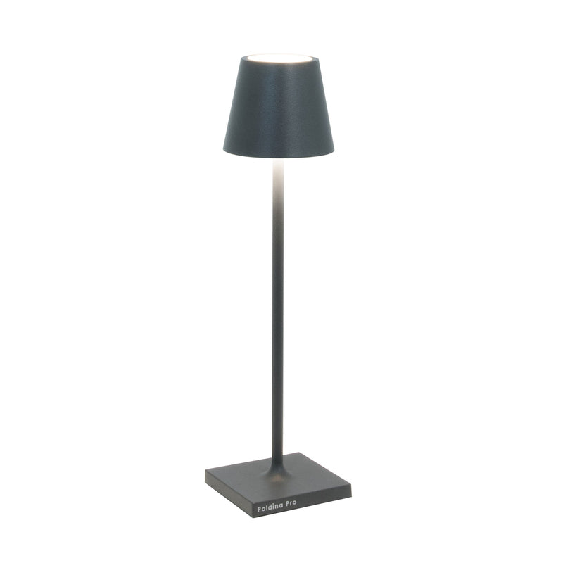 Zafferano Tischleuchte Poldina micro LED dimmbar dunkelgrau IP65 27,5cm hoch - 8054144506494