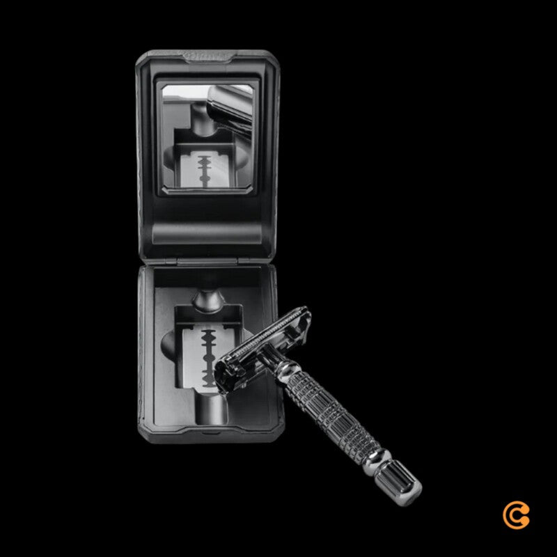 Störtebekker Rasierhobel Rasierer Nassrasier 10 Klingen Etui mit Spiegel schwarz - 4260554490061