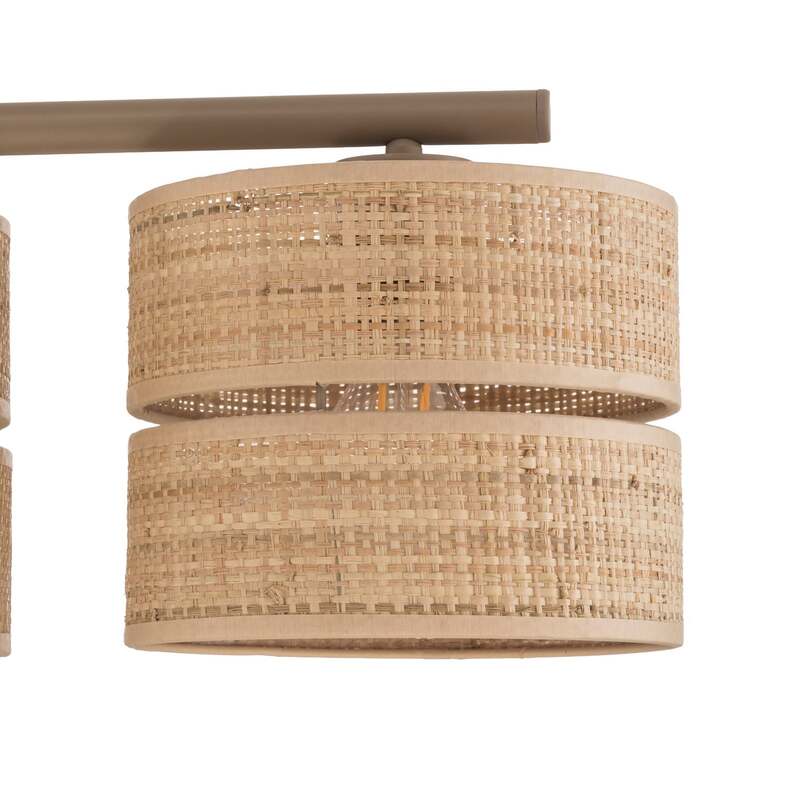 Hängeleuchte Calma 4-flammig LED Pendelleuchte dimmbar beige 95cm aus Bast Licht - 5906135116034