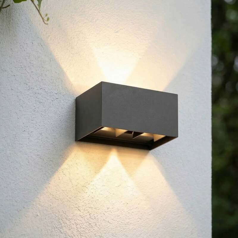 Lindby Außenwandleuchte Nivar LED Wandleuchte Gartenlampe schwarz 20cm IP54 - 4255830909849