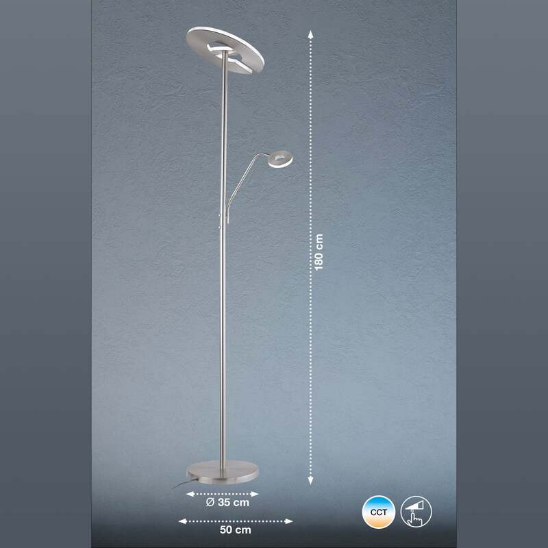 FISCHER HONSEL Stehleuchte Stehlampe LED Dent nickel weiß matt dimmbar 180 cm - 4003694403177