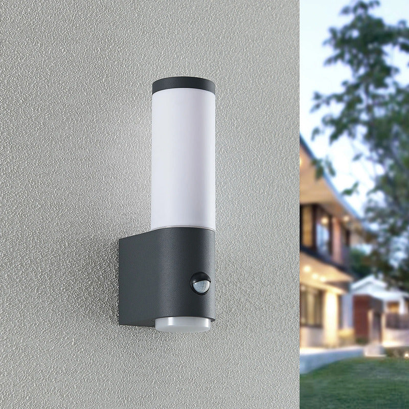 Lindby Außenwandleuchte Okari LED Wandleuchte mit Sensor dunkelgrau 29x9cm - 4251911704242