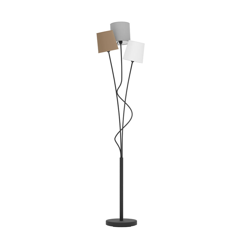 Eglo Stehleuchte Maronda Lampe mit drei Textilschirmen bunt schwarz 152cm - 9002759949952