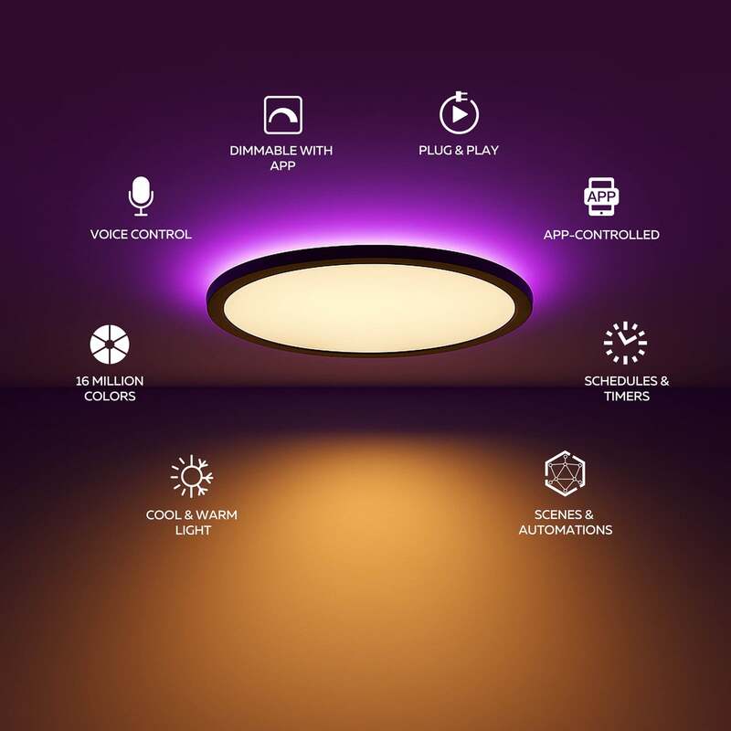 Calex Deckenlampe HALO LED dimmbar RGB CCT IP54 schwarz Ø40cm Leuchte Lampe - 8712879165736