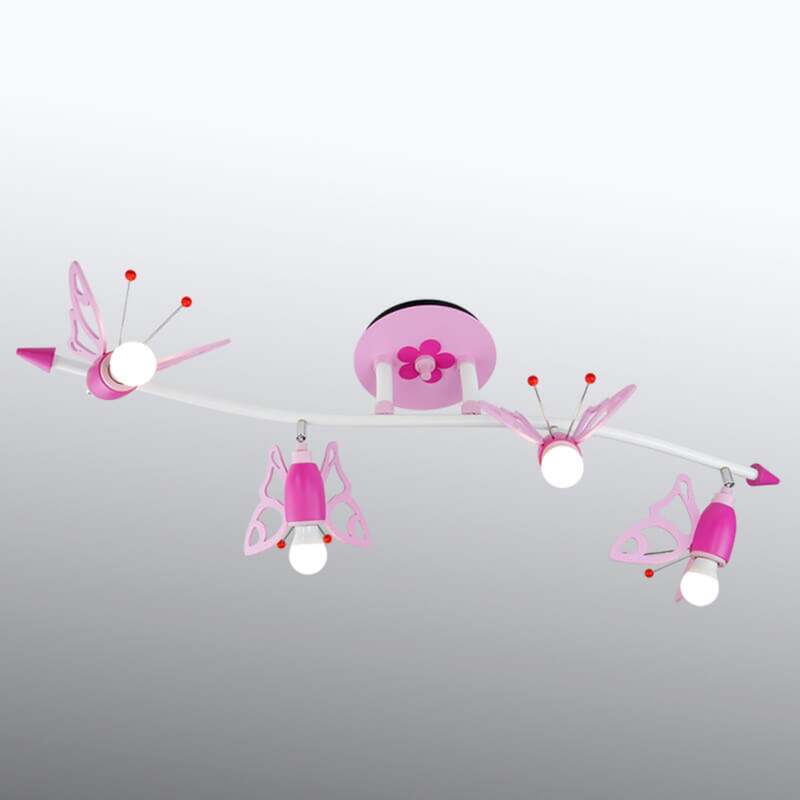 Elobra Deckenstrahler Lampe Kinderzimmer Falter rosa 4-flammig Holz E14 100cm - 4019698122914
