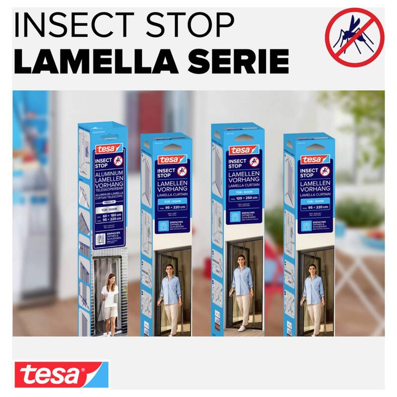 Tesa Tür-Fliegengitter Insektenschutz anthrazit 0,95m x 2,20m für Innen/Außen - 4042448163431