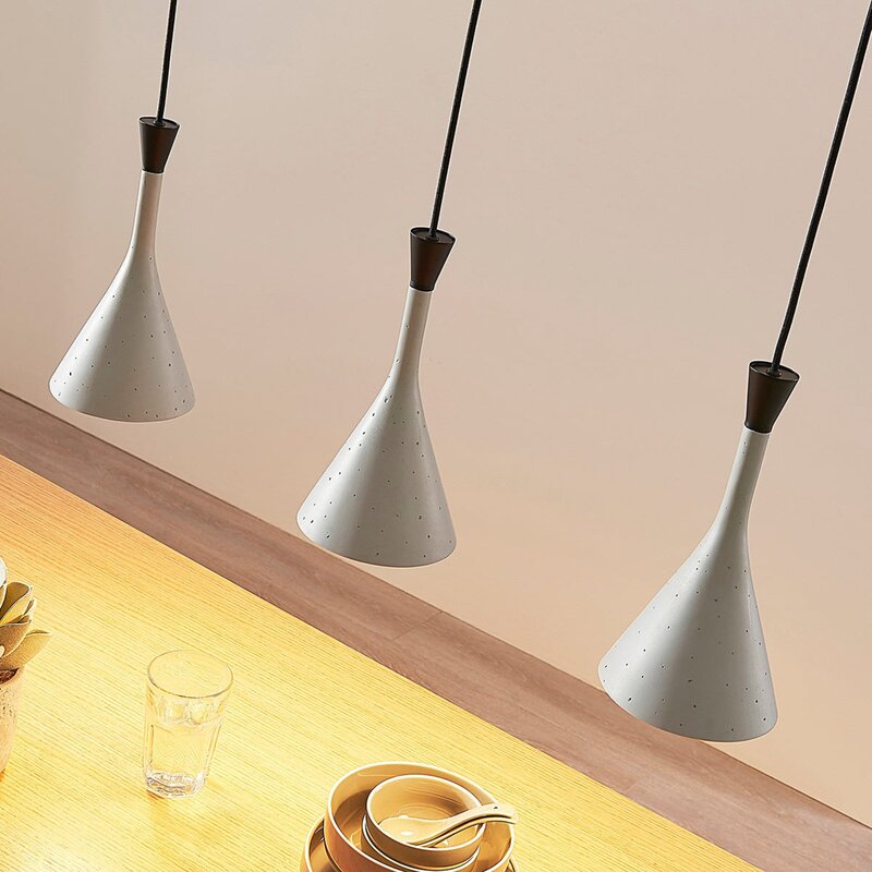 Lindby Hängeleuchte Hängelampe Lampe Leuchte Flynn fürs Esszimmer grau 3-flg. - 4251096546040