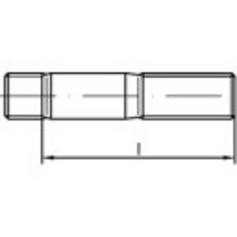 Toolcraft Stiftschraube M20 130mm DIN 938 Stahl Schraube Befestigung 10 Stück - 4053199171552