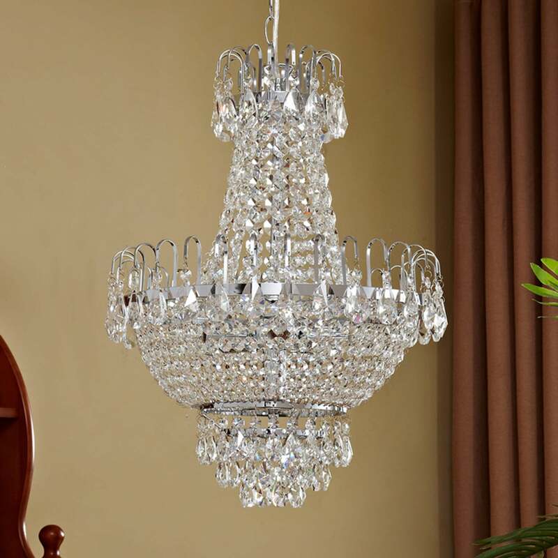 Lindby Kronleuchter Hängeleuchte Casparia LED Lampe Kristall chromfarben 62cm - 4251096509366