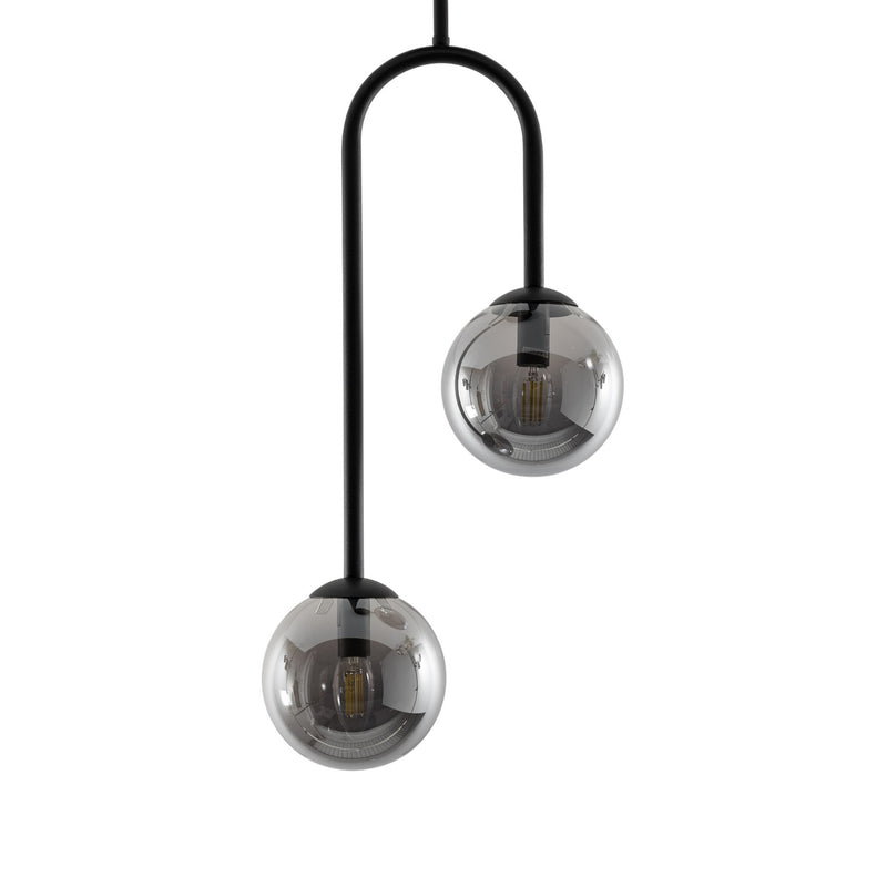 Deckenlampe Atria Hängelampe dimmbar schwarz 2-flg 76cm Höhe Rauchgrau Leuchte - 5907106009973