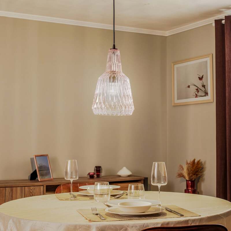 Lindby Hängeleuchte Belarion LED Pendelleuchte Lampe dimmbar pink 35cm Höhe - 4251911778410
